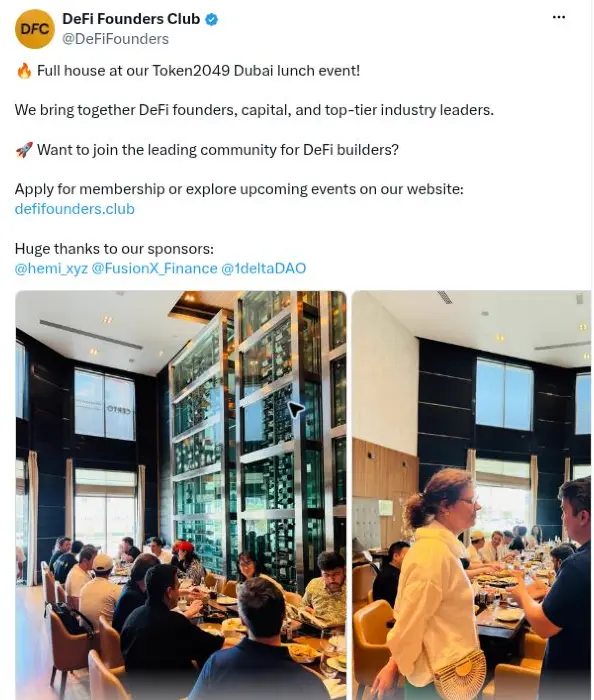 Original DeFi Founders Club gathering at TOKEN2049 Dubai